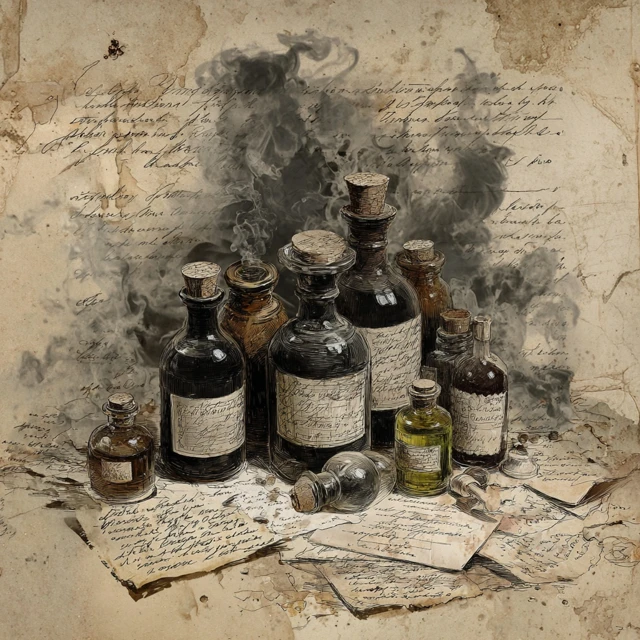 Vintage Apothecary Bottles Steampunk Illustration