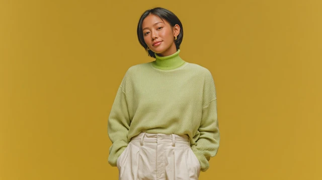 Stylish East Asian Woman Studio Portrait