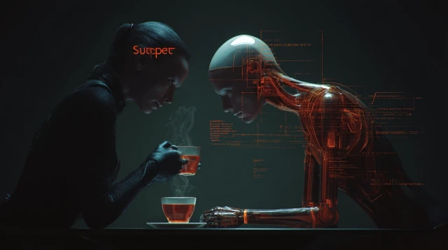 AI Barista Coffee Cyberpunk Movie Poster