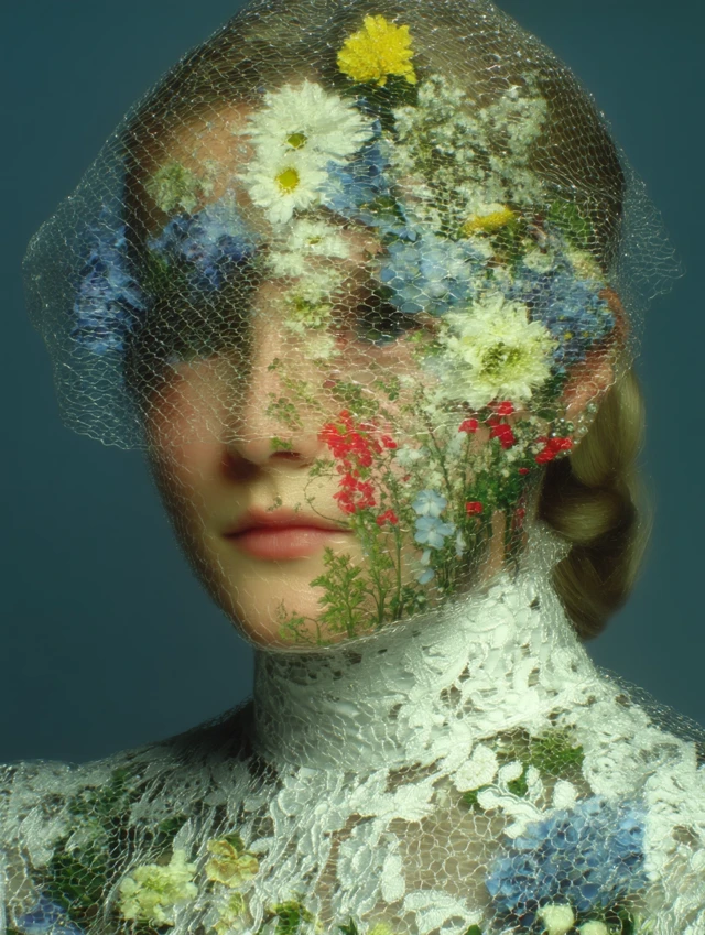 Renaissance Surrealism Art with Flowers