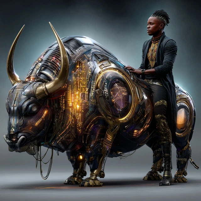Afrocentric Futuristic Megafauna Illustration