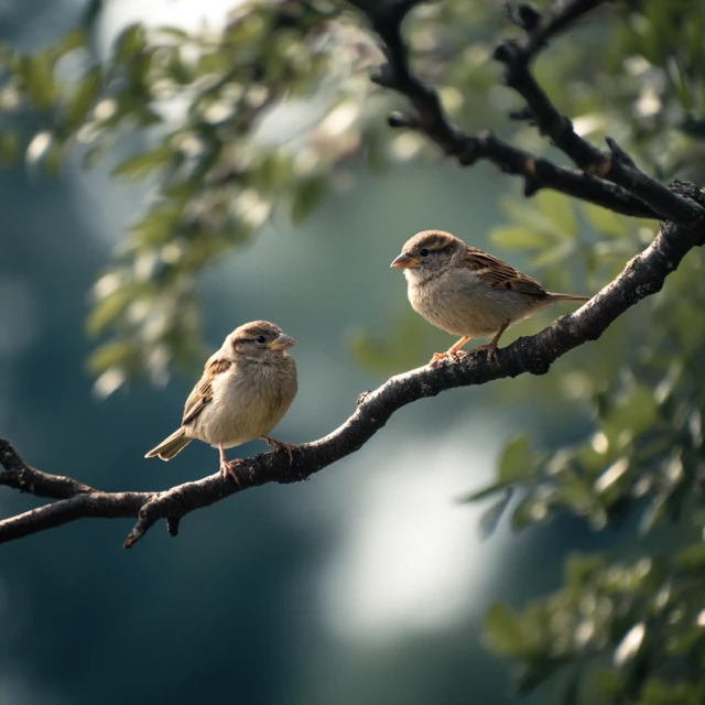 Birds on a Branch Beautiful Nature Photography