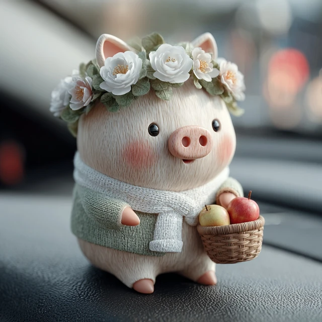 Cute Pig Car Aromatherapy Decoration 3D Design