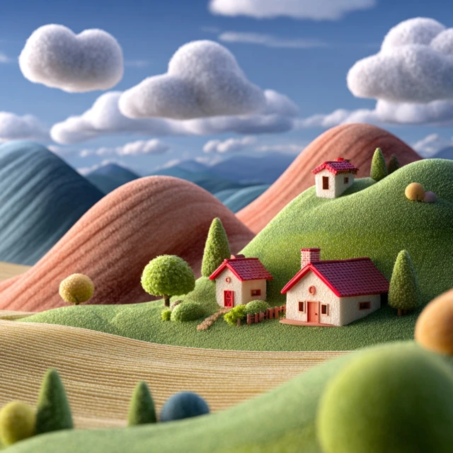 C4D Farm Scene Childrens Book Illustration