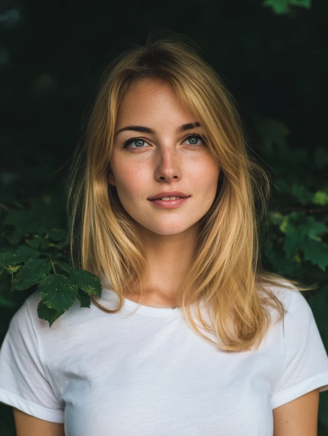 Blonde Girl Smiling in Summer Morning Light