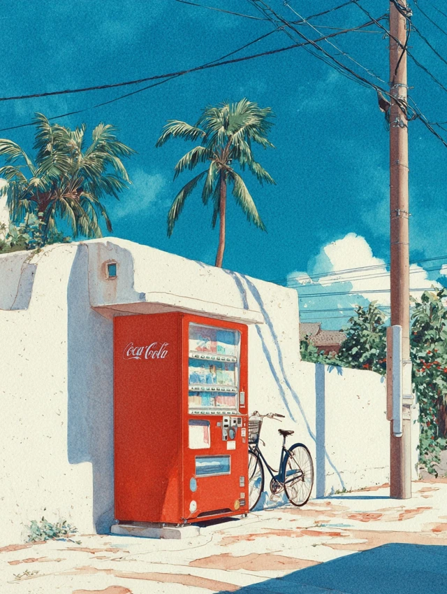 Japanese Summer Scene Coca Cola Vending Machine
