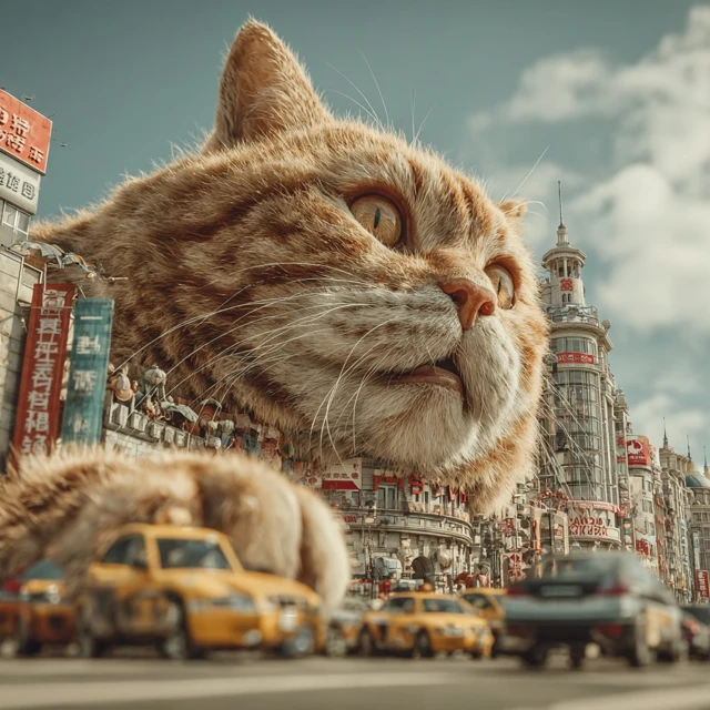 Giant Cat in Shanghai Surreal Photo
