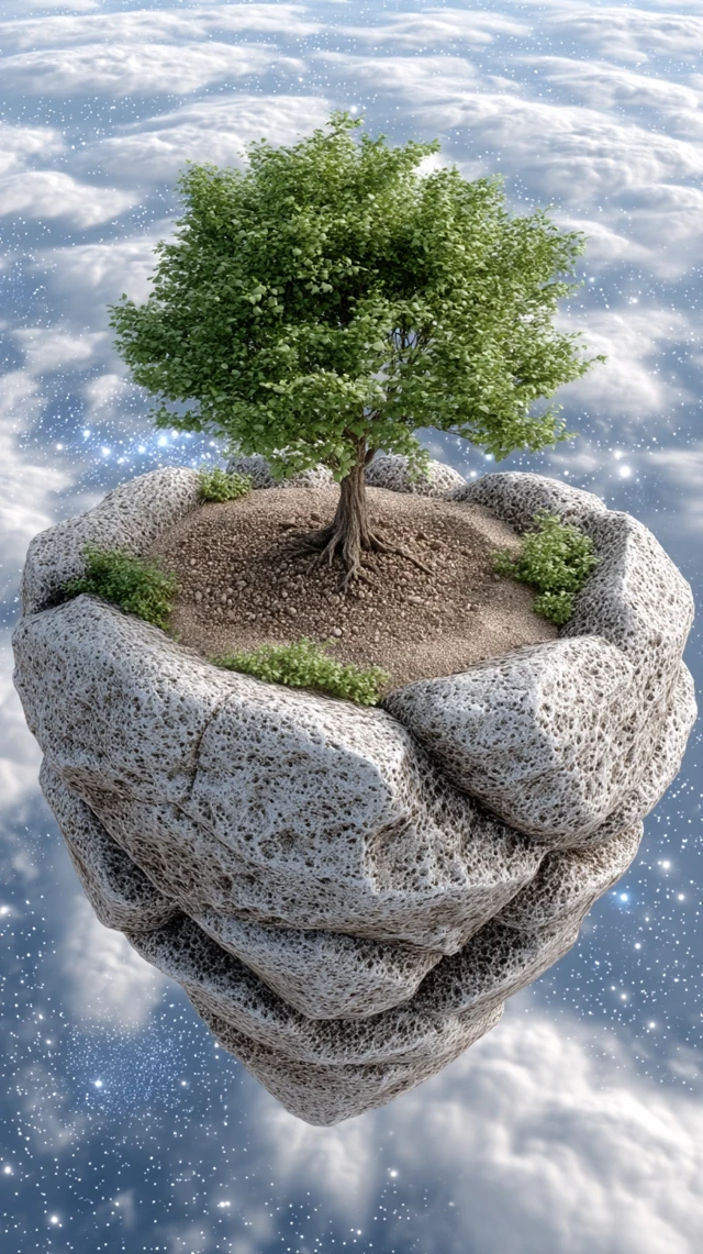 Floating Island with Tree and Stars