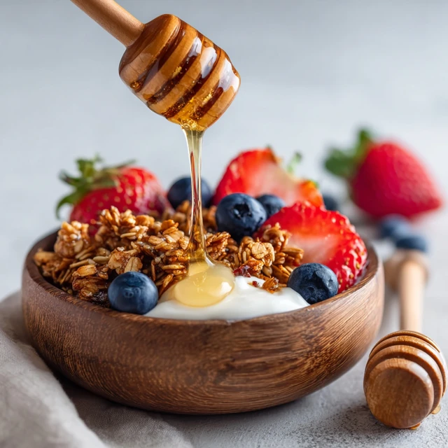 Healthy Granola Bowl with Berries and Honey