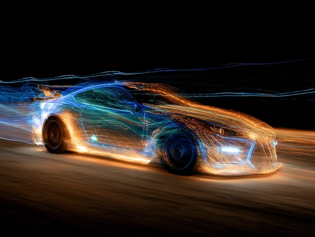 Fast Sports Car Light Painting Artwork