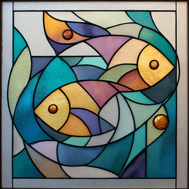 Minimalist Stained Glass Fish Panel Design