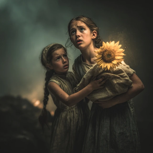 Ukrainian Sisters Sunflower Field Escape 1940s