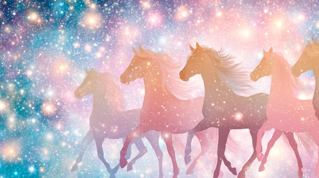 Dreamy Carousel Horses Galaxy Art