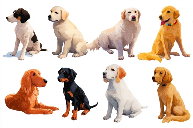 Cute Cartoon Dog Poses Collection