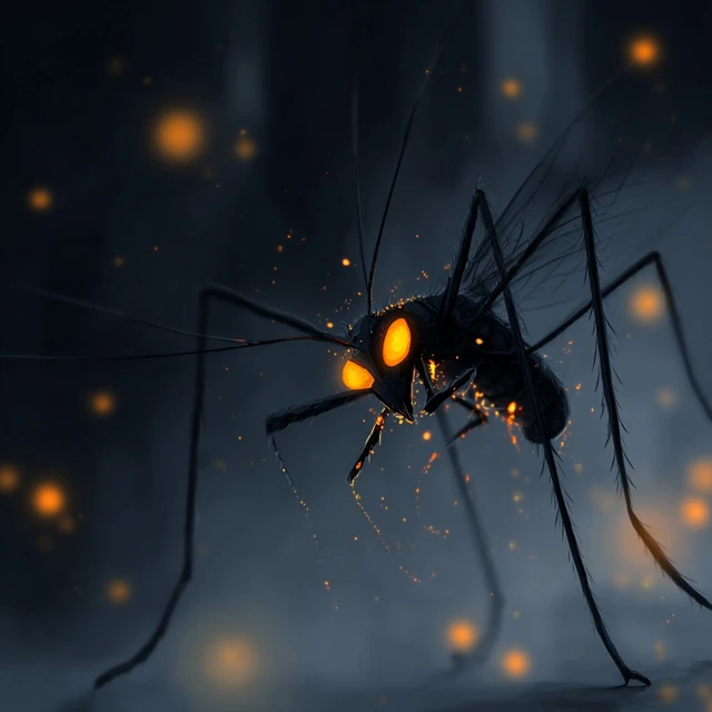Creepy Insect with Glowing Eyes Spindly Parts