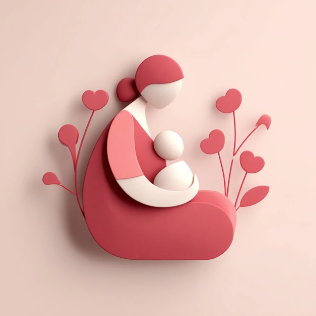 Breastfeeding Icon Modern Stylized 3D Design Pink