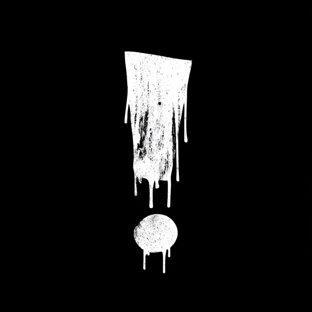 White Exclamation Mark Dripping Paint on Black