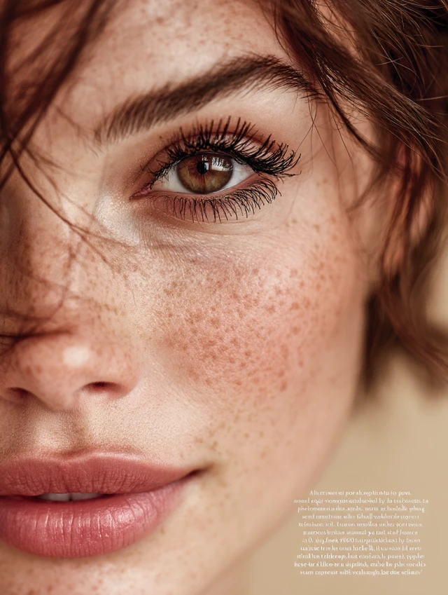 European Model with Natural Lashes and Hazel Eyes