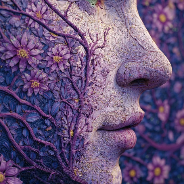 Psychedelic Floral Portrait Art Inspired by Alex Grey
