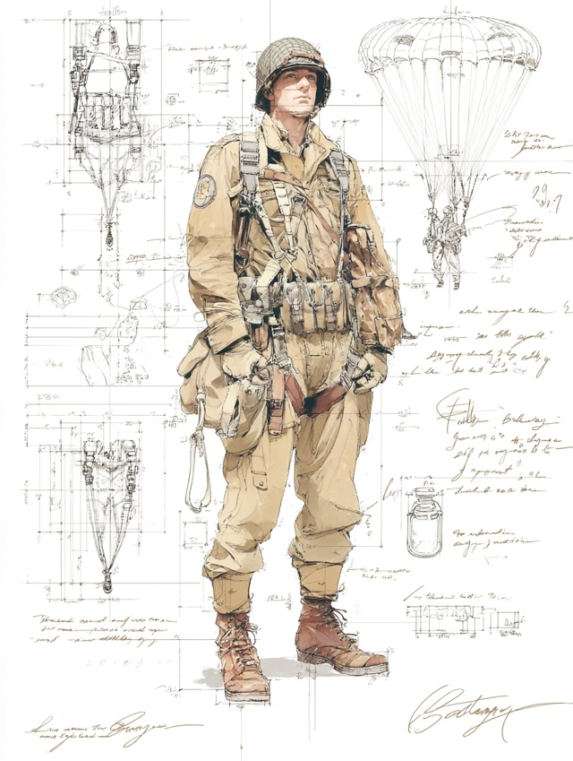 WWII US Army Paratrooper Uniform Sketch