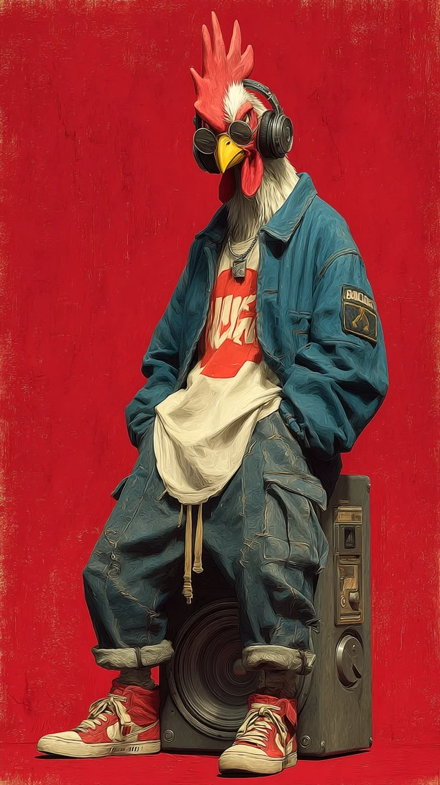 Cool Hip Hop Rooster Chicken Wallpaper Art