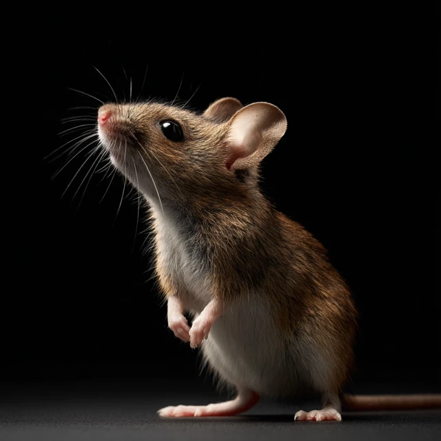 Mouse Standing On Hind Legs Black Background
