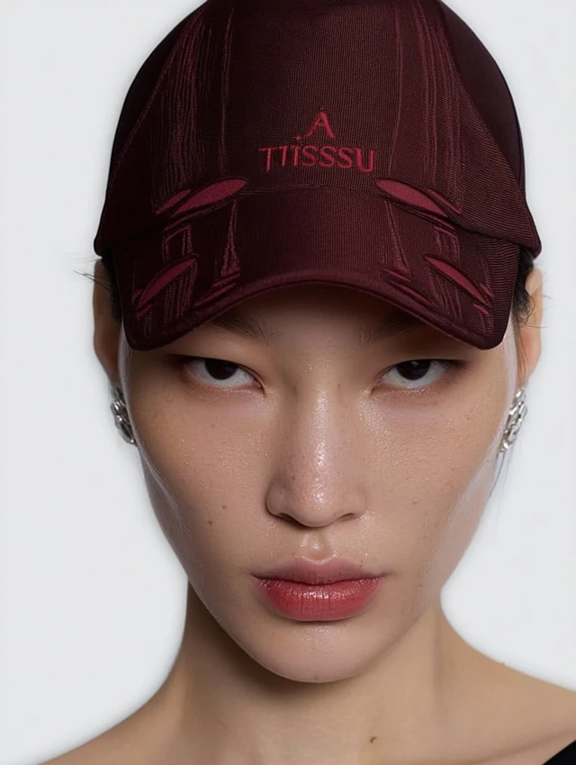 Fashionable Model in Futuristic Cap and Dress