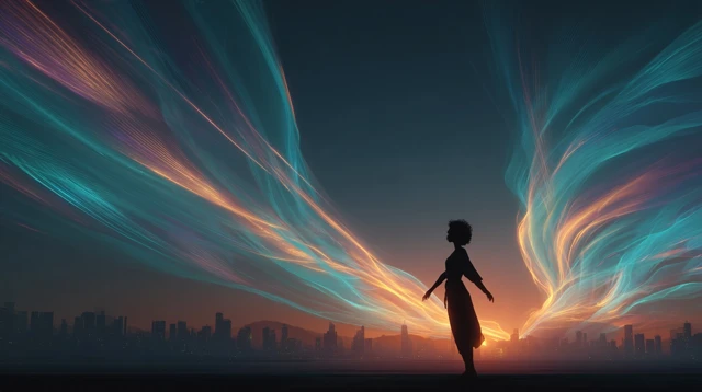 Confident Person and Glowing City at Sunset