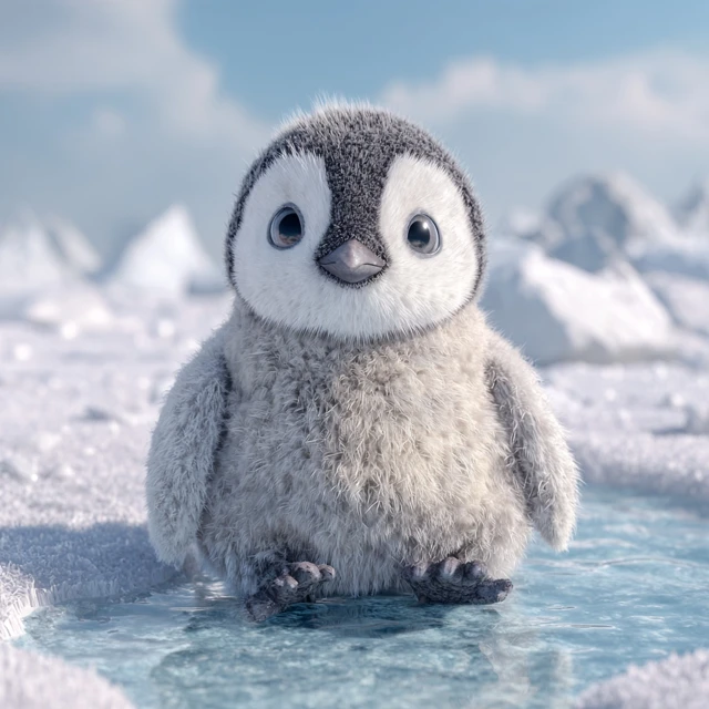 Cute Baby Penguin in Antarctic Waters