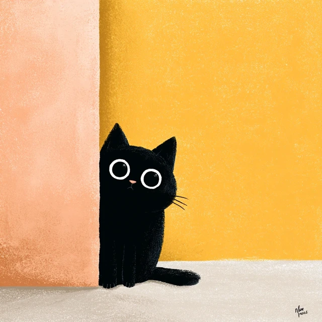 Black Cat Illustration Brave the Unknown Childrens Art