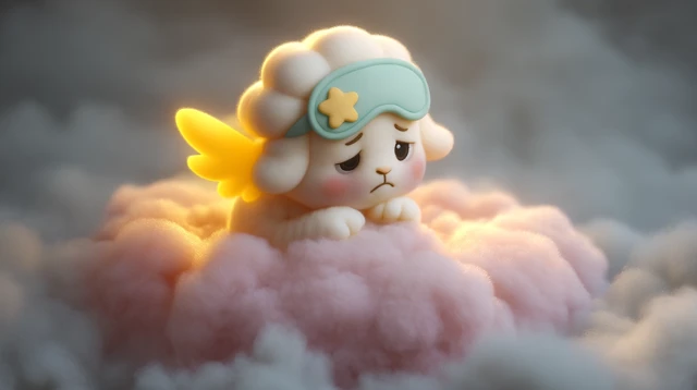 Cute Angel Lamb on a Cloud in Soft Mist 3D Render