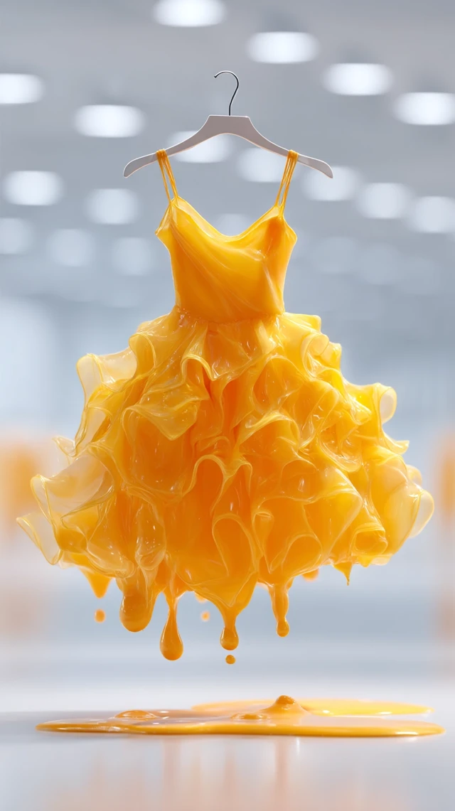 Melting Gold Dress: Surreal Fashion