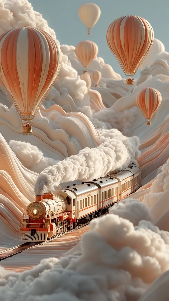 Hermes Flying Locomotive Dreamlike Aerial View