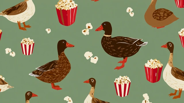 Duck and Popcorn Wallpaper Illustration