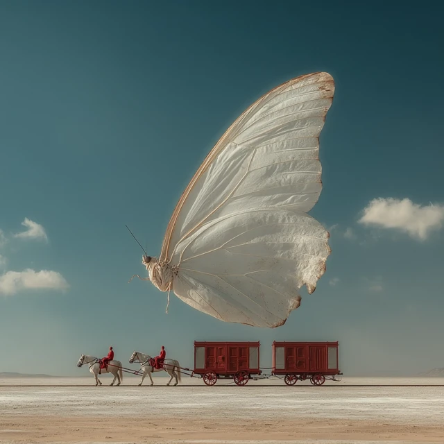 Surreal Butterfly and Carriage Photography