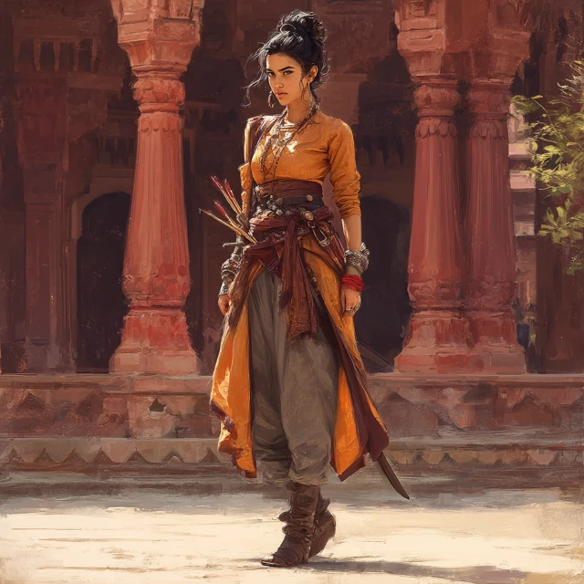 Indian Warrior Woman Fantasy Art Portrait