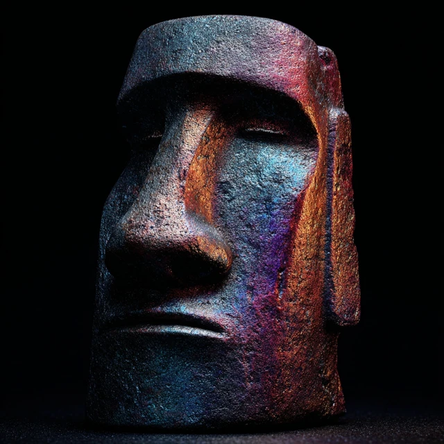 Metallic Easter Island Head Photorealistic