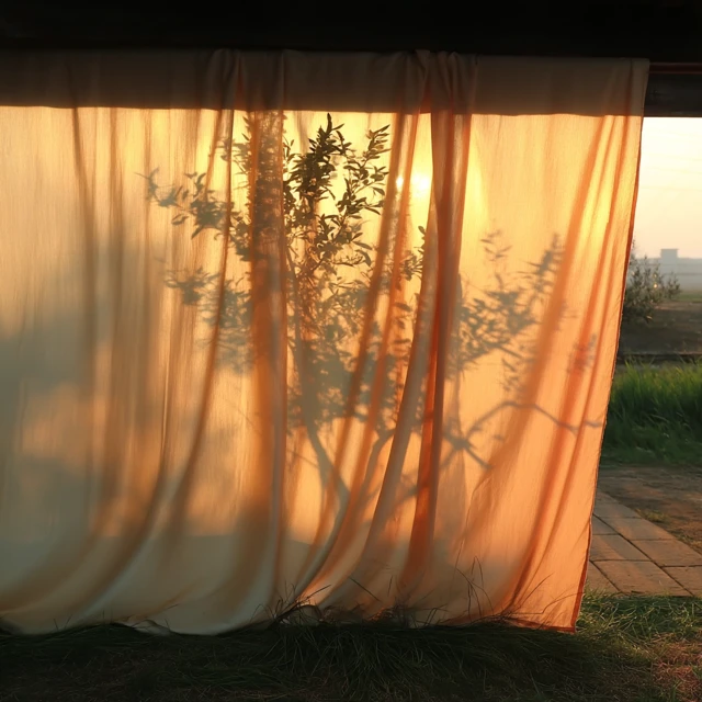 Golden Hour Silhouette: Girl and Fabric