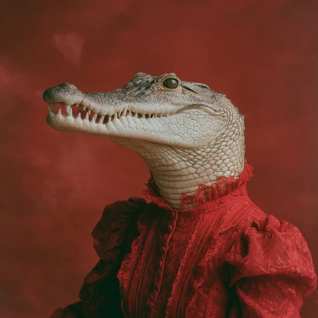 Crocodile in a Dress Funny Portrait
