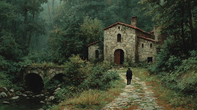 16th Century House in Forest: Gloomy Atmosphere