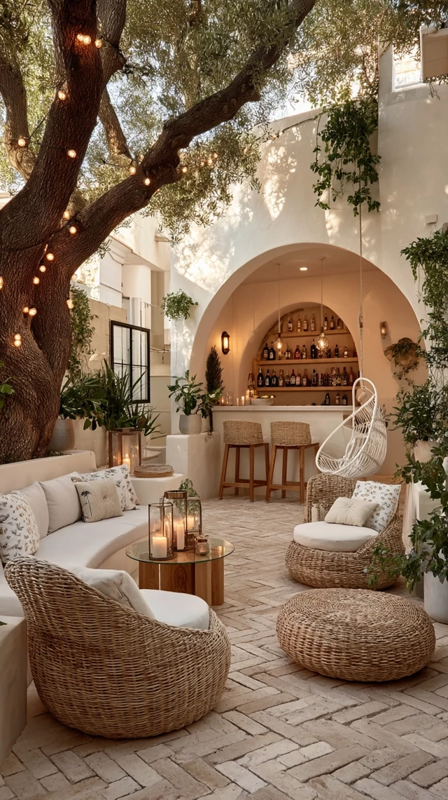Mediterranean Outdoor Living Cozy White Space