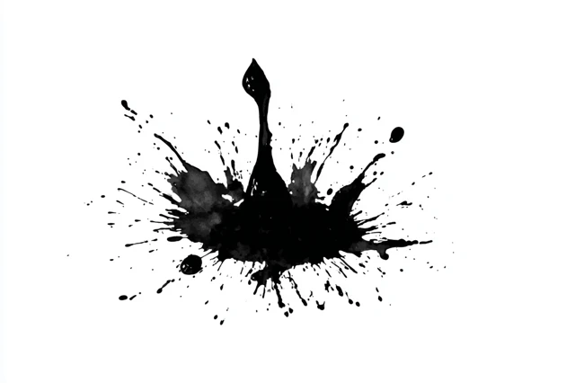 Black Ink Splash Isolated on White Background