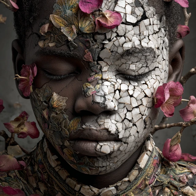 Portrait of a Child Dried Earth Face Art