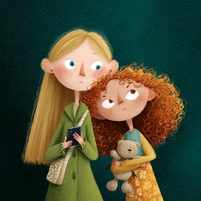 Childrens Book Cover Two Girls Illustration