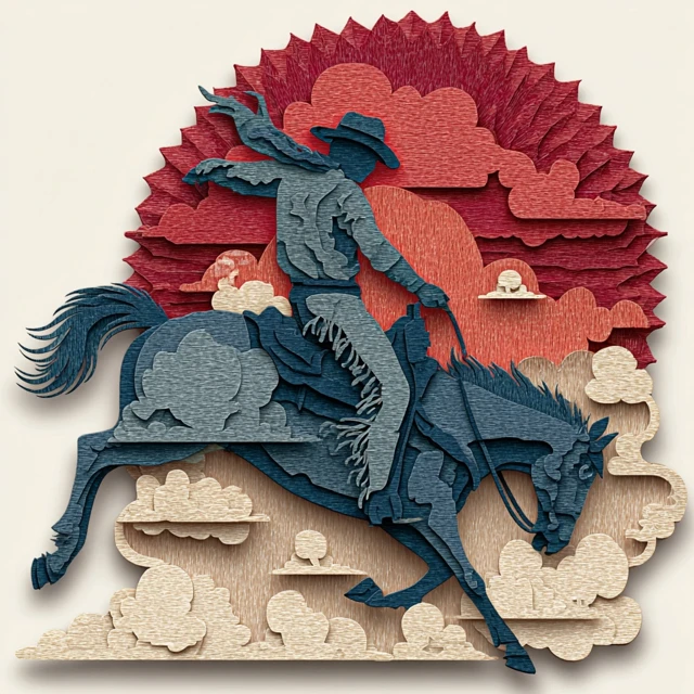 Papercut Rodeo Cowboy Design SVG Laser Cut File