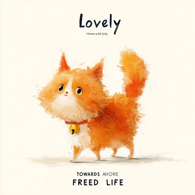 Cute Orange Cat Illustration Lovely Happy Life