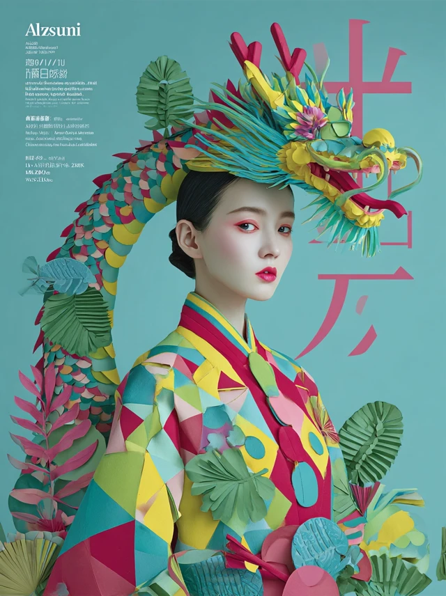 Chinese Beauty with Dragon and Zongzi Fashion