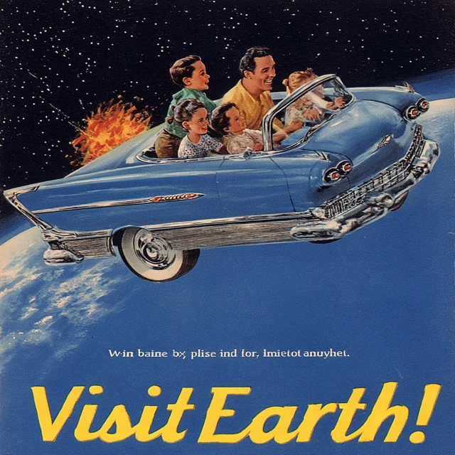 Visit Earth Retro SciFi Advertisement Poster