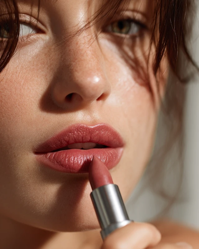Applying Lipstick Close Up Beauty Photography
