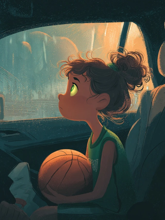Dreaming of Basketball Girl Illustration